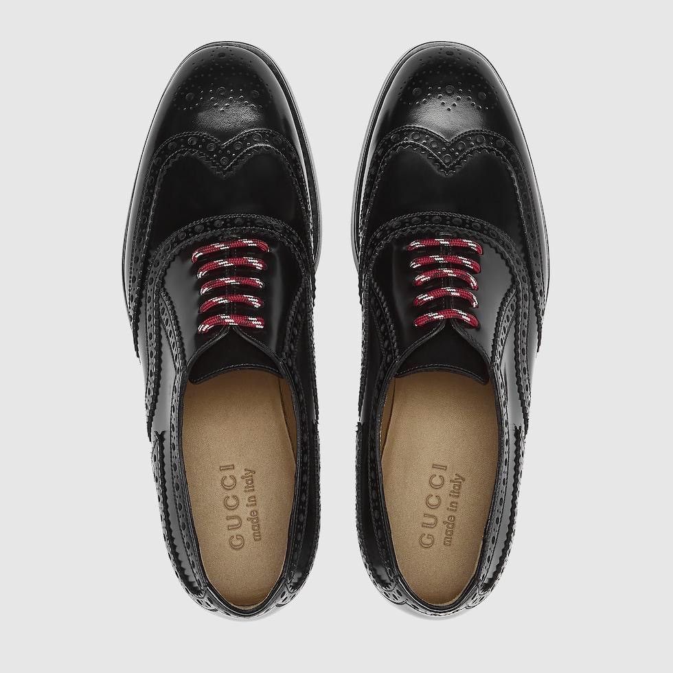 image of Gucci Perforated-Detailing Lace-Up Shoes In Black, Men's (Size 12)