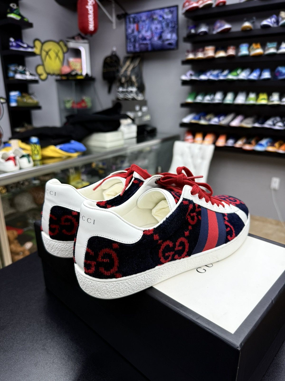 Gucci Gucci Ace GG Logo Terry Cloth Navy Velvet SZ 9.5 G / 10 Us Size US 10 / EU 43 - 10 Thumbnail