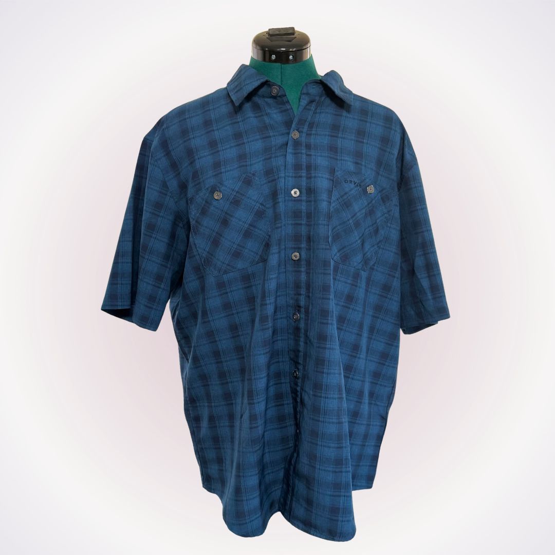 Orvis Classic Collection Blue Short-Sleeve Shirt Sz L