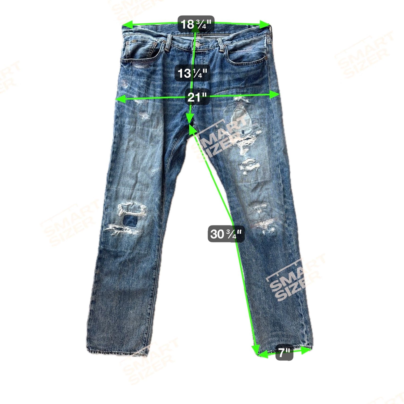 Polo Ralph Lauren Polo Ralph Lauren Mens Distressed Varick Slim Straight Jeans 34x32 Patchwork Size US S / EU 44-46 / 1 - 2 Thumbnail