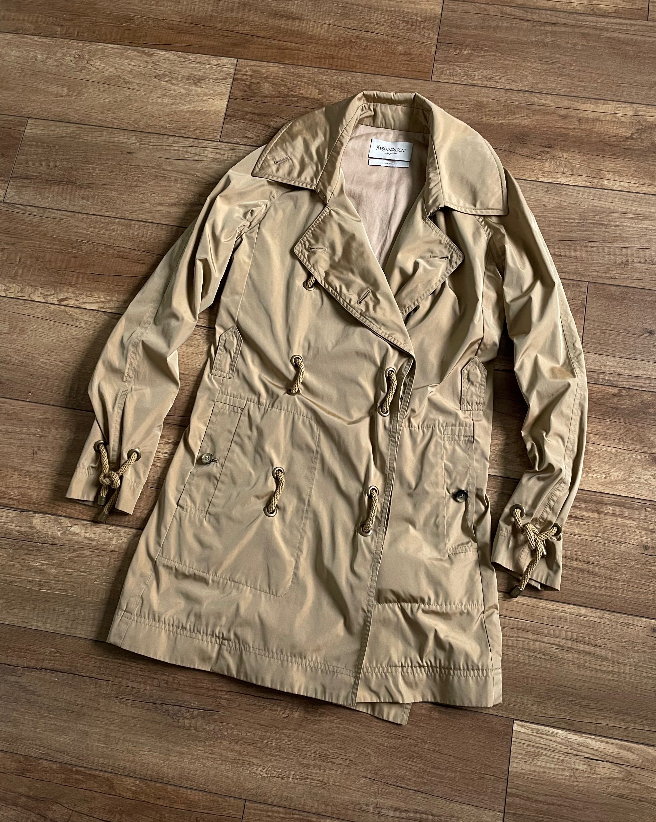 Yves Saint Laurent Rive Gauche Beige Double Trench Coat