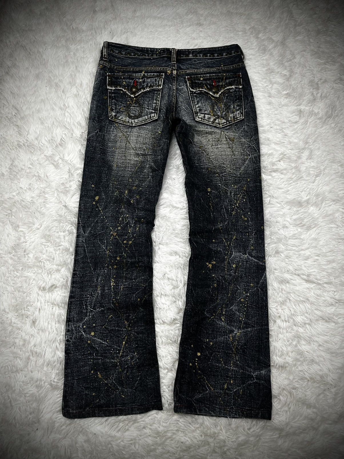 Japanese Brand 💥rare💥 japanese brand lagust ripped splatter flare jeans Size US 30 / EU 46 - 6 Thumbnail