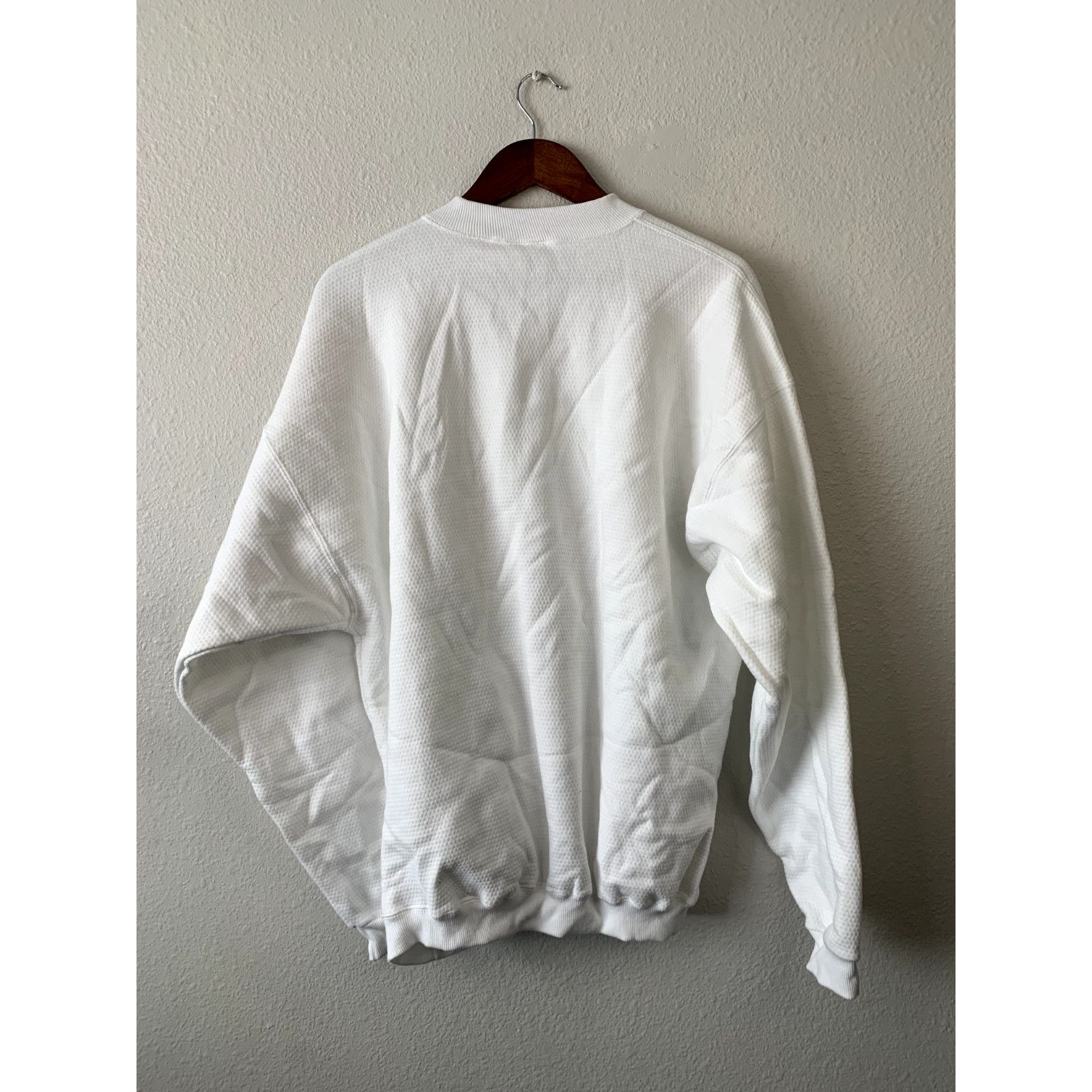 Vintage Vintage White Blank Sweatshirt Textured Crewneck 90s VTG XL Size US XL / EU 56 / 4 - 6 Thumbnail