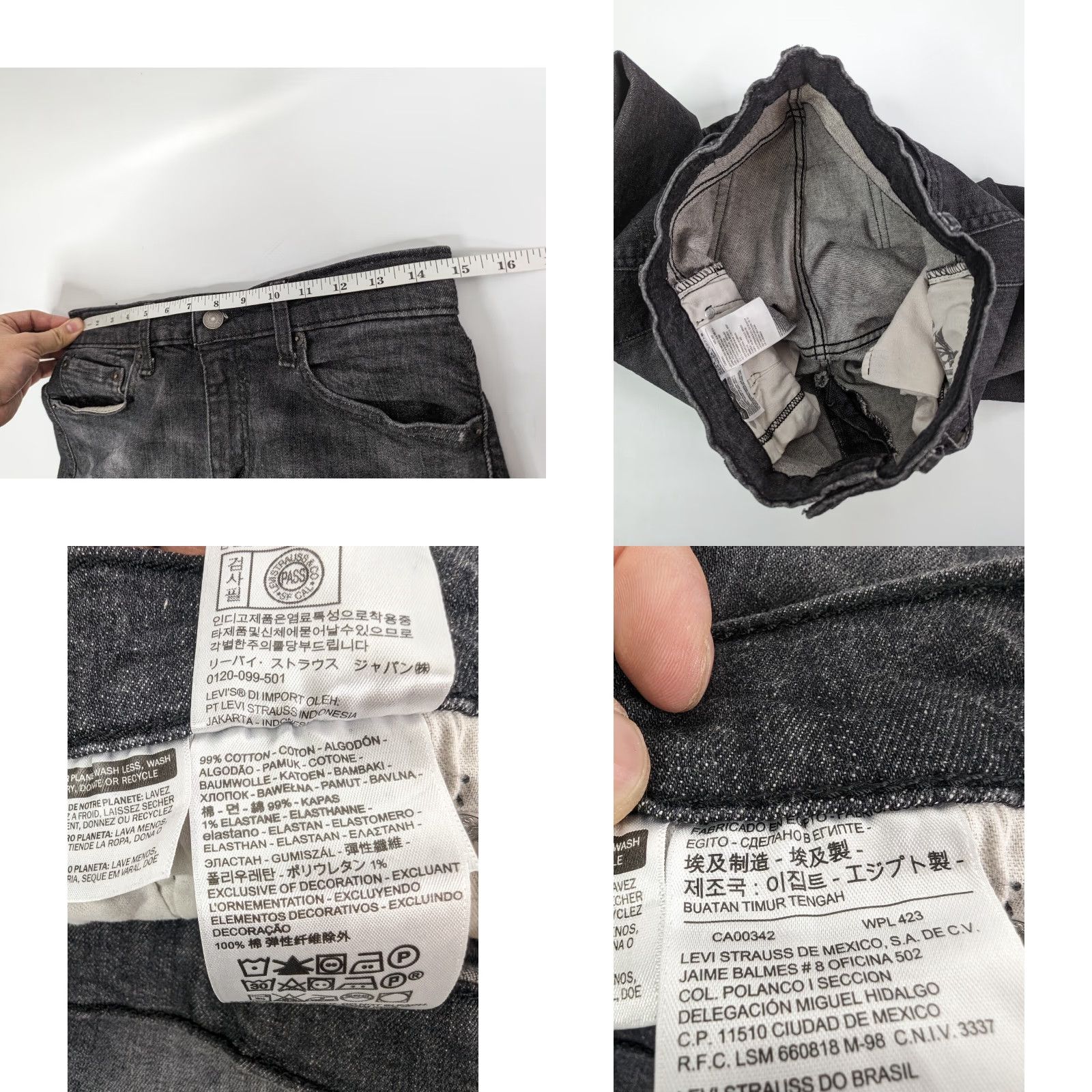 Levi's Levis 512 Slim Taper Jeans Mens Regular 29x31 Black Denim Cotton Stretch 5-Pocket Classic Vintage N/A 90s Size US 30 / EU 46 - 8 Thumbnail