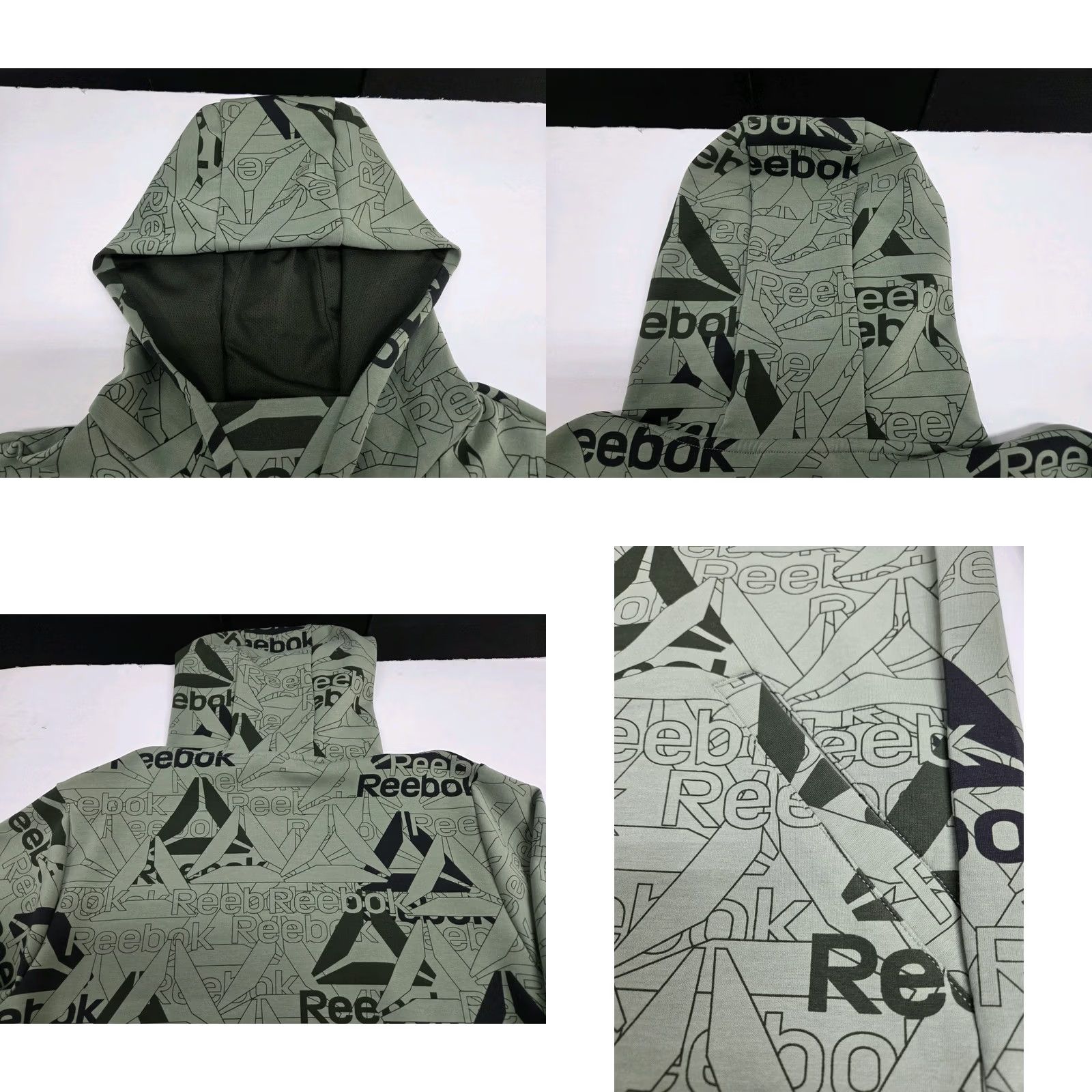 Reebok Reebok Mens Hoodie Long Sleeve Green/Black Pullover Kangaroo Pocket Logo Graphic Print Size L Size US L / EU 52-54 / 3 - 8 Thumbnail