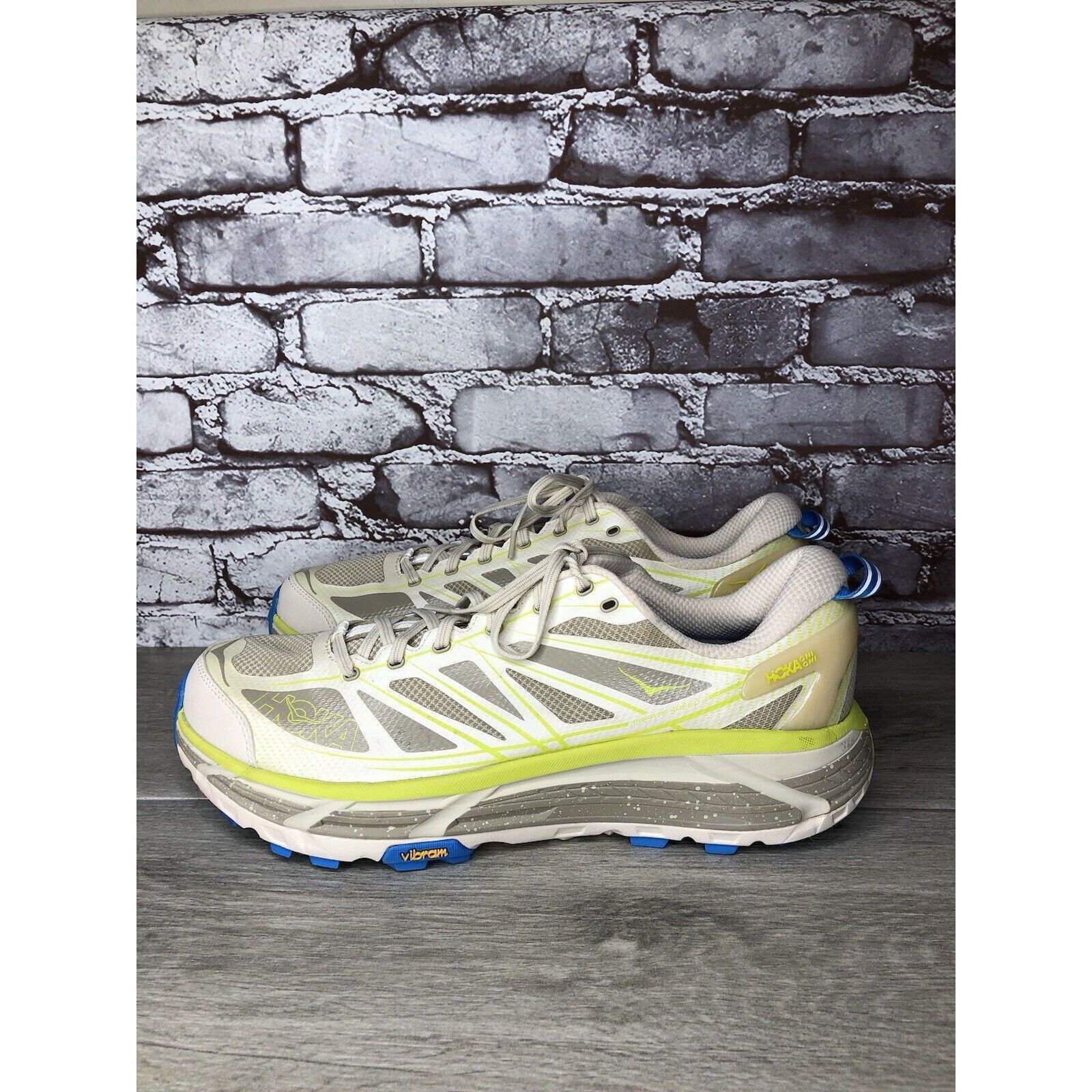 Hoka Hoka One Mafate Speed 2 Eggnog Gray Mesh Neon Yellow Running Size US 14 / EU 47 - 22 Thumbnail