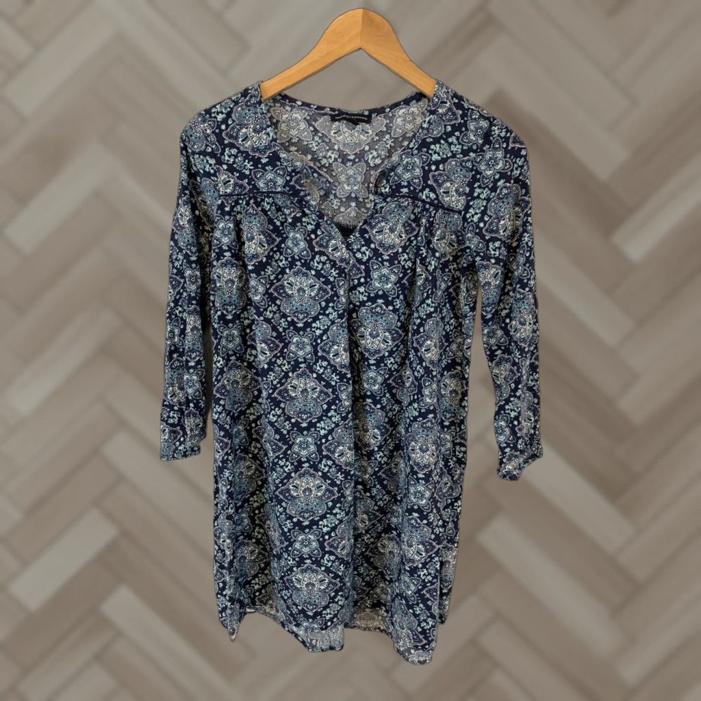 American Eagle Outfitters American Eagle Outfitters Dress Women's 2XS Short Sleeve 3/4 Floral Paisley Blue Shirt Dress Womens Boys Girls Adult XS? Size XXS / US 00 / IT 34 - 1 Thumbnail