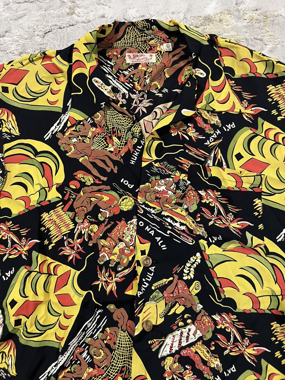 Sun Surf Vintage 1940s "Kamehameha" Tea-Timer Rayon Hawaiian Shirt Size US L / EU 52-54 / 3 - 1 Thumbnail