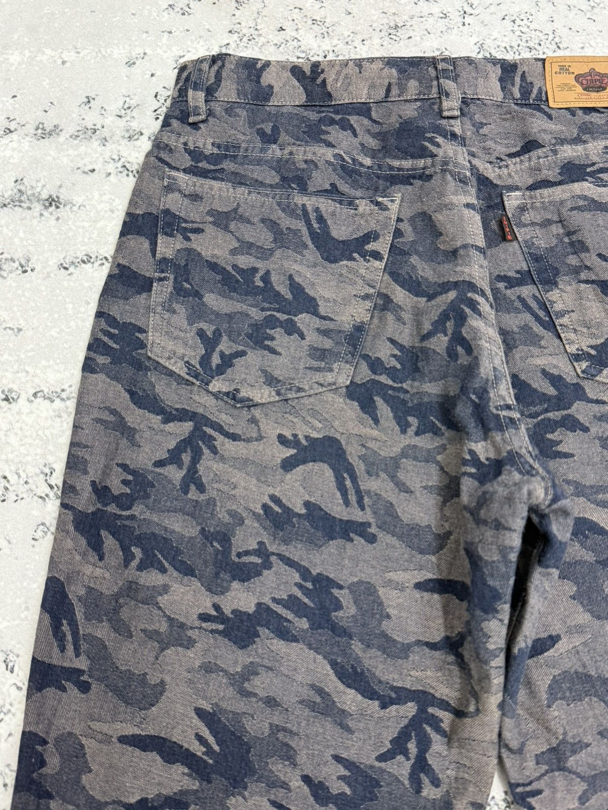 Vintage CHIPIE Jeans Grey Camo Denim Pants Straight Relaxed Fit Size US 29 - 10 Thumbnail