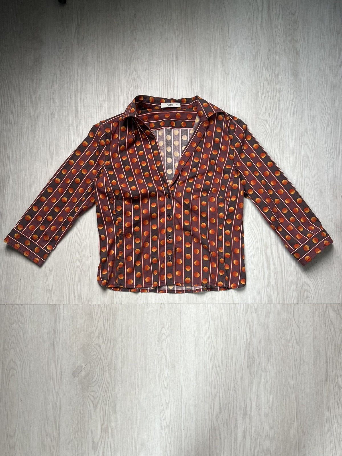 Prada Archive Prada Spring 2004 Eclipse Print Cropped Blouse Shirt Size M / US 6-8 / IT 42-44 - 4 Thumbnail