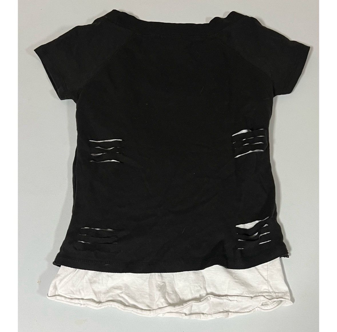 Vintage Spiral Hibiscus Floral Y2K Layered Shirt Top Tee Size S 🤍🖤 Size S / US 4 / IT 40 - 5 Thumbnail
