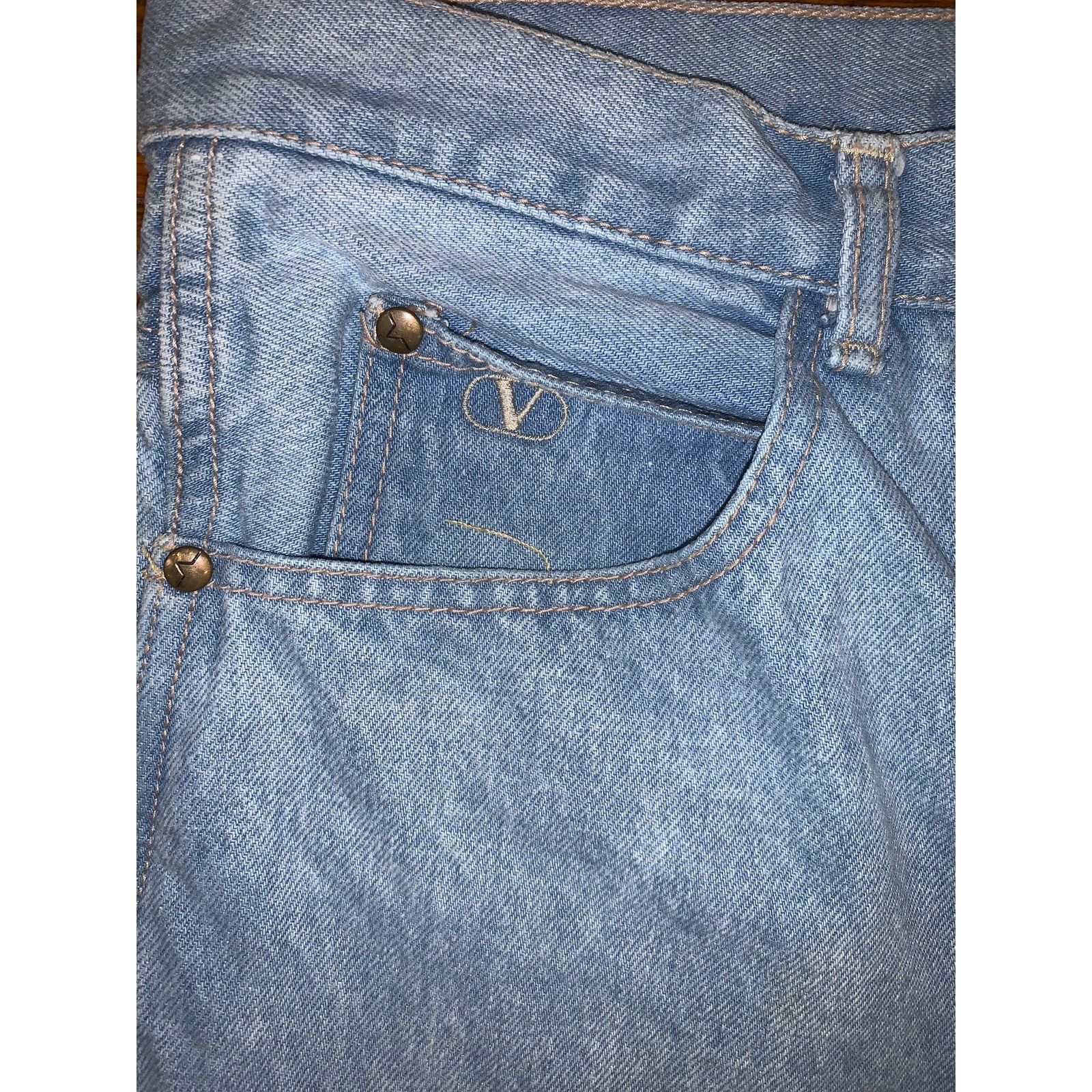 Valentino × Vintage Valentino Jeans High Waisted Mom Jeans Light Wash Size 12 Size 34" / US 12 / IT 48 - 3 Thumbnail