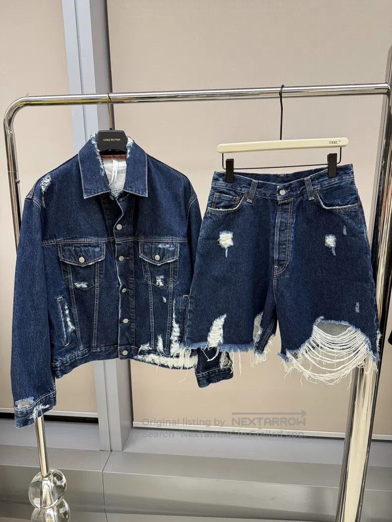Acne Studios Acne Studios Raw Wash Distressed Denim, Jacket and Shorts Size US XXS / EU 40 - 6 Thumbnail