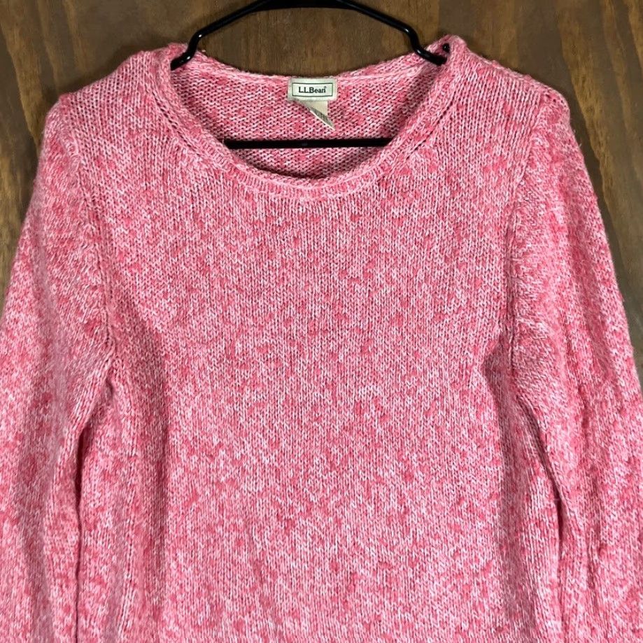 Vintage LL Bean Womens Sweater Pink Marbled Chunky Knit 100% Cotton Medium Size M / US 6-8 / IT 42-44 - 2 Thumbnail