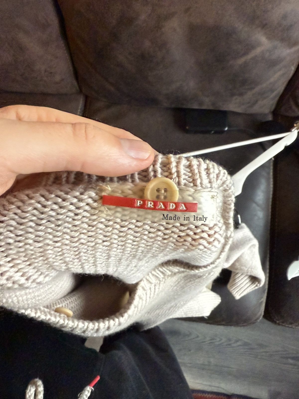 Prada Prada Beige Wool Knit Sweater with Padded Nylon Side Panels Size US L / EU 52-54 / 3 - 10 Thumbnail