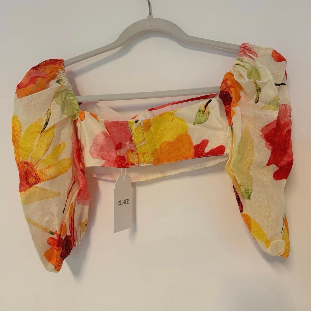 REVOLVE NWT RUMER Camille Sunshine Crop Top Watercolor Floral XXS Size XXS / US 00 / IT 34 - 3 Thumbnail