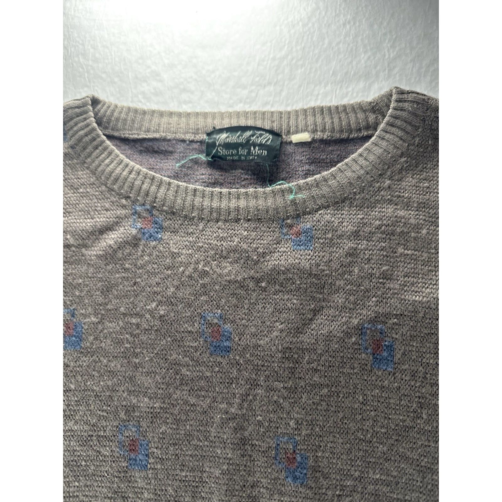 Vintage VTG Marshall Field's Mens Sweater Geometric Knit Wool ITALY Medium Brown 90s Sweater Pullover Crew Neck Casual Mens Size US M / EU 48-50 / 2 - 3 Thumbnail