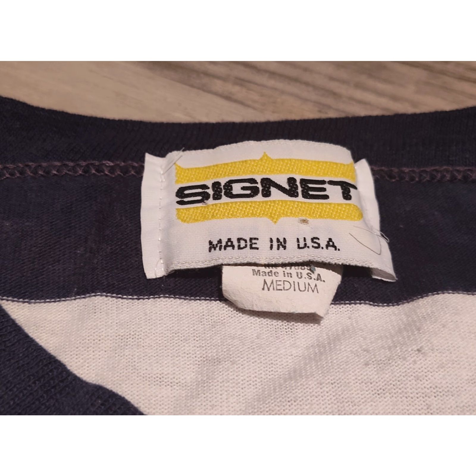 Vintage Vtg Signet Michigan Wolverines Striped Tee Shirt USA Made Single Stitch Size M Size US M / EU 48-50 / 2 - 5 Thumbnail