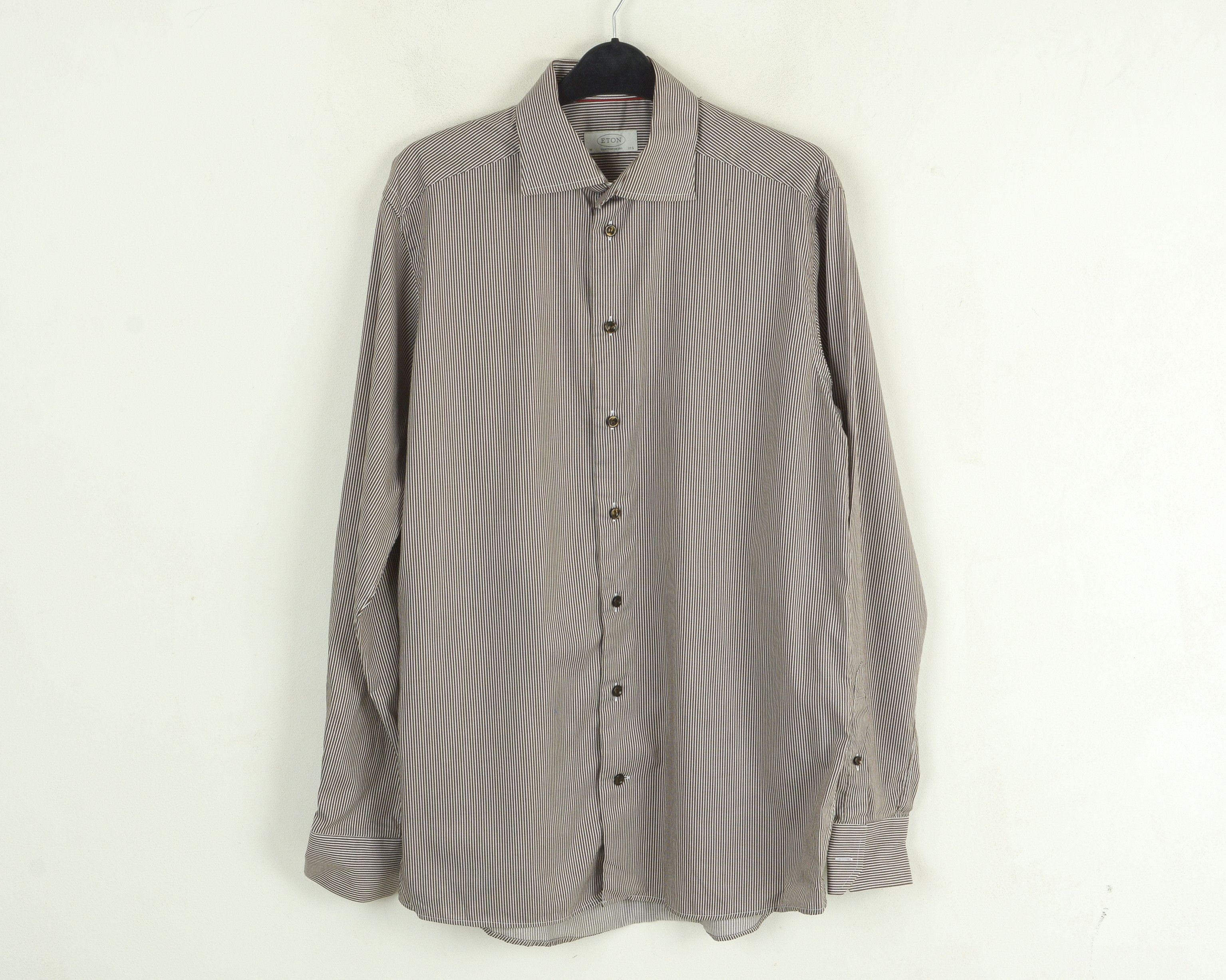 Eton Contemporary Men 15 1/2" Size 39 Single Cuffs Shirt Striped Size 40S - 1 Thumbnail