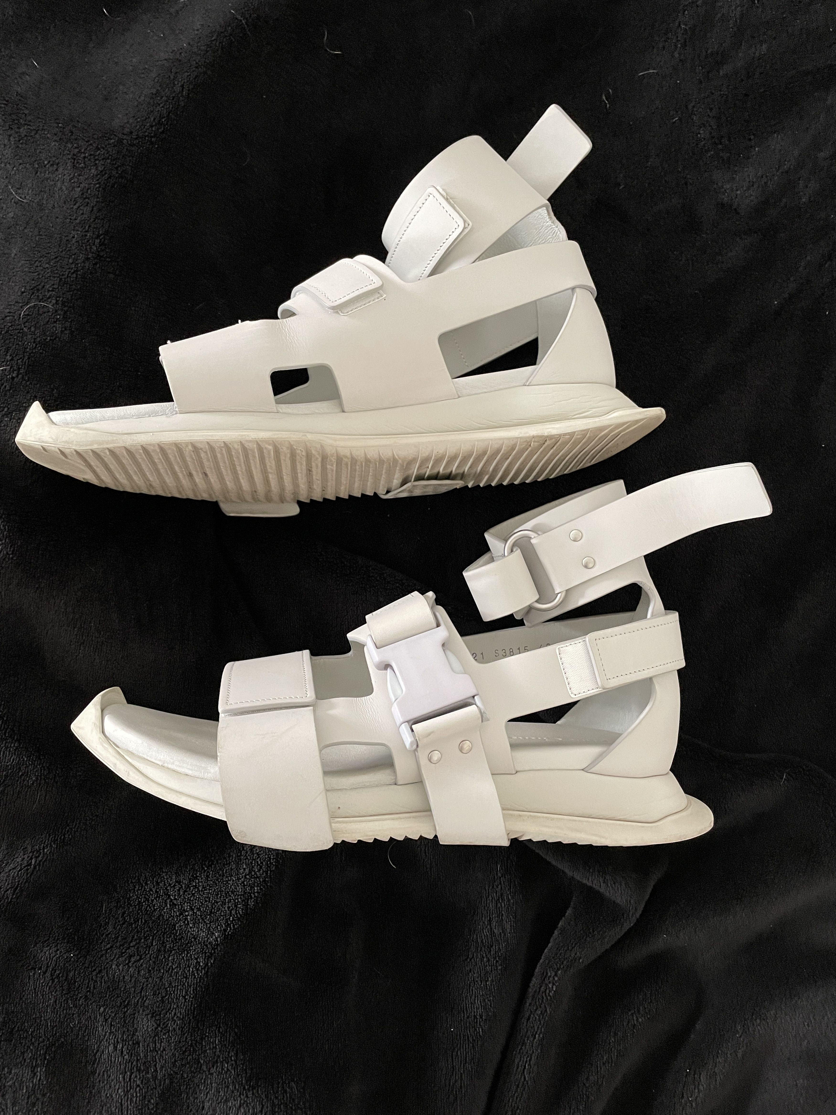 Rick Owens Grey Leather Gladiator Sandals Size 7/40 Size US 7 / EU 40 - 3 Thumbnail
