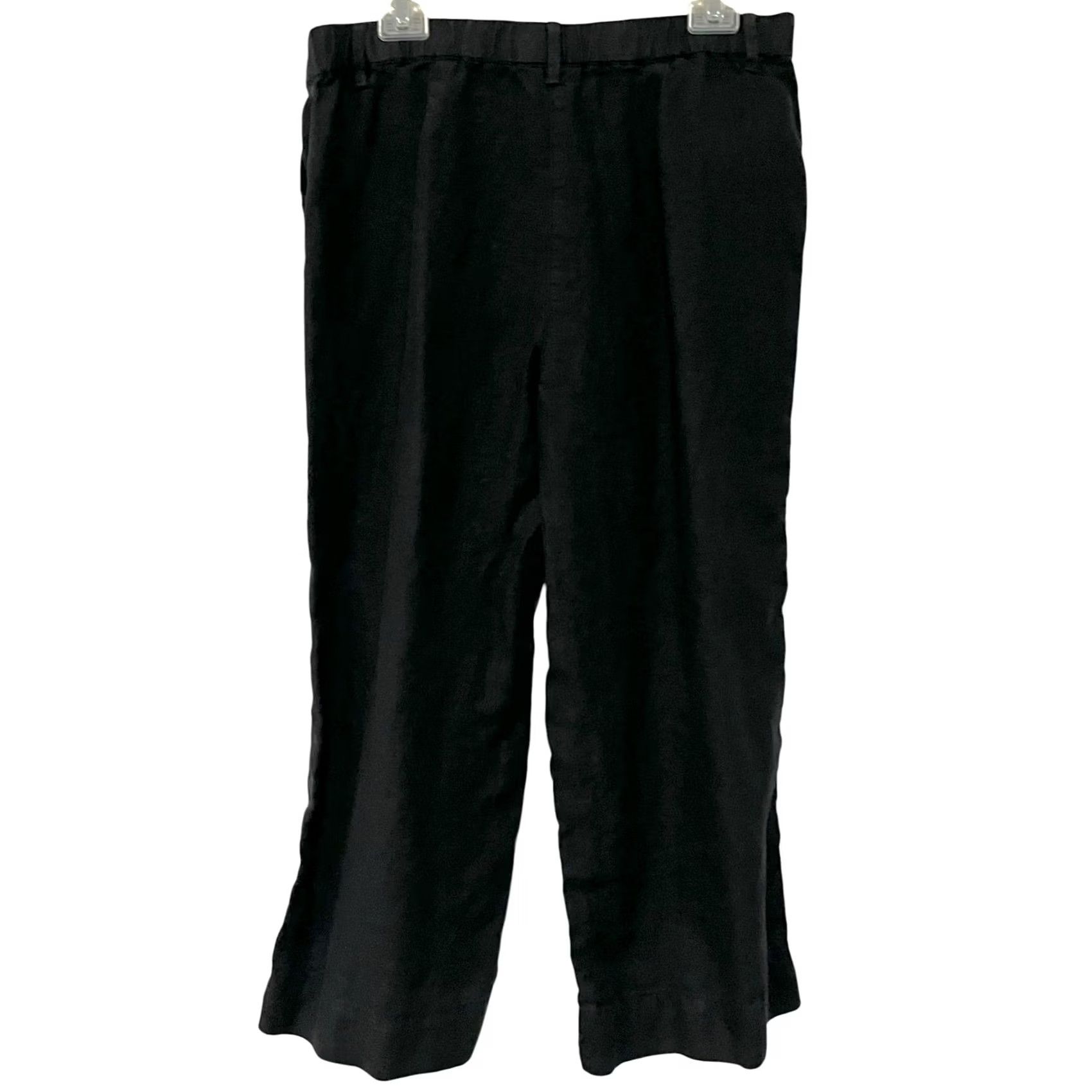 J. Jill J Jill Love Linen Black Pants Relaxed Stretch Waist Pockets Women’s Sz Petite M PM Inseam 22 in Casual Beach Bohemian Linen Pants Women Size 32" / US 10 / IT 46 - 3 Thumbnail
