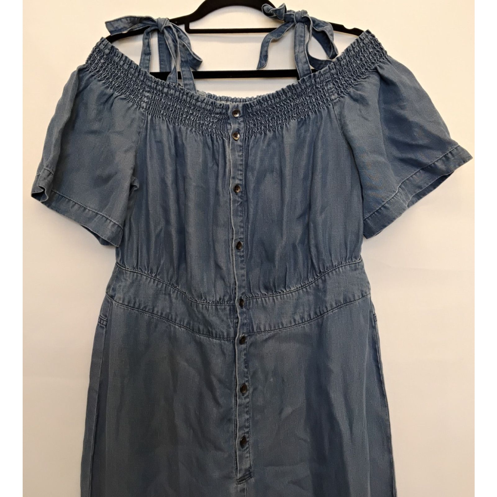 7 For All Mankind 7 For All Mankind Jumpsuit Women L Blue Smocked Lyocell New Size 34" / US 12 / IT 48 - 4 Thumbnail