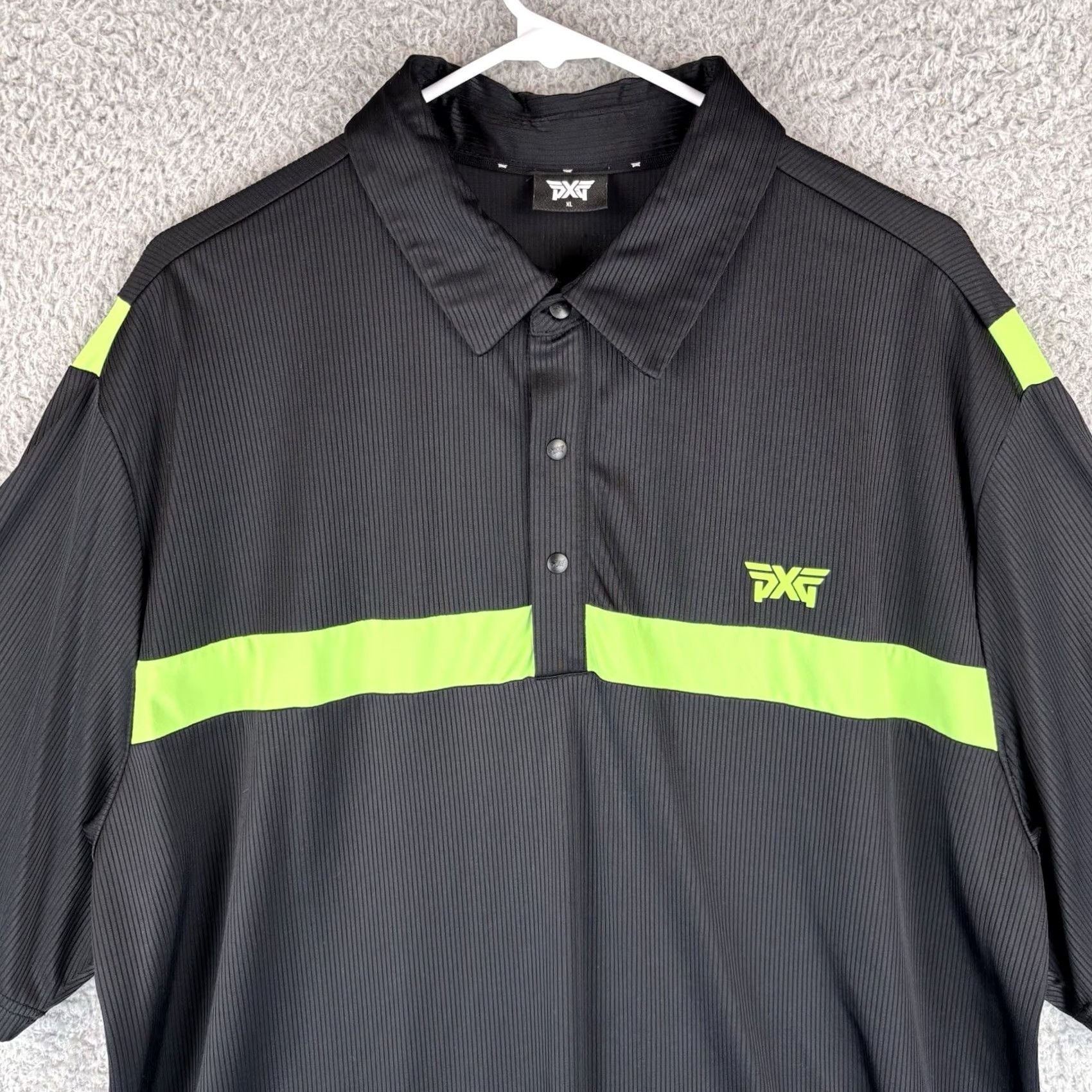 Vintage PXG Parsons Extreme Golf Polo Shirt Mens XL Black Neon Green Stripe Performance Polo Shirt Size US XL / EU 56 / 4 - 2 Thumbnail