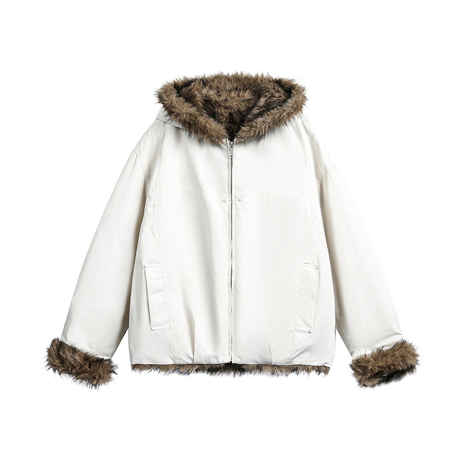Vintage Cream Faux Fur Lined Hooded Parka Jacket, Warm Outerwear Size US M / EU 48-50 / 2 - 3 Thumbnail