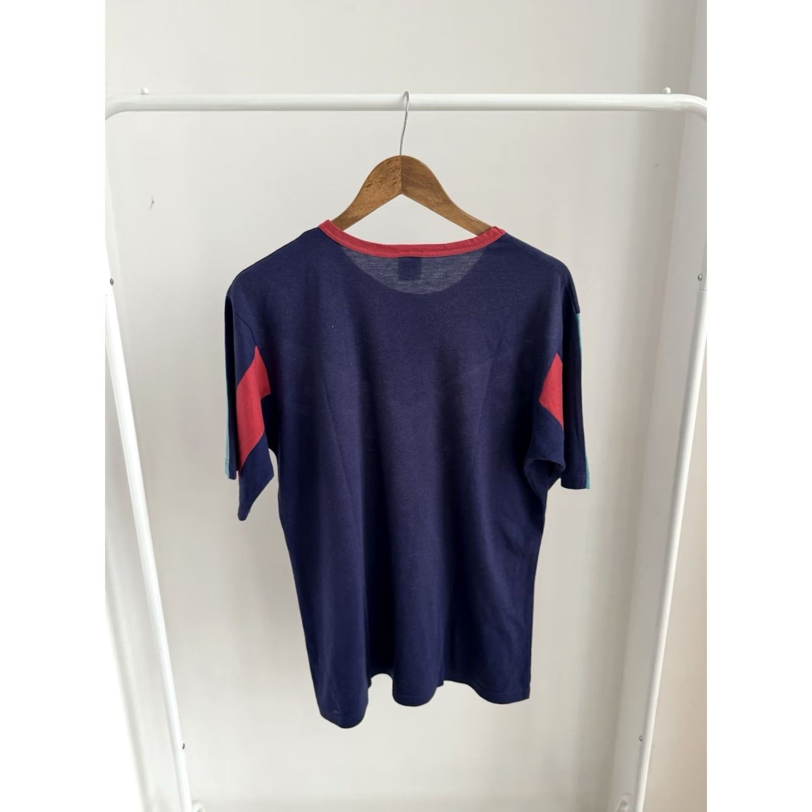 Adidas VINTAGE Adidas Double Logo T Shirt Mens L 80s 90s Blue City Retro Rare Logo USA Japanese Style Size US L / EU 52-54 / 3 - 3 Thumbnail