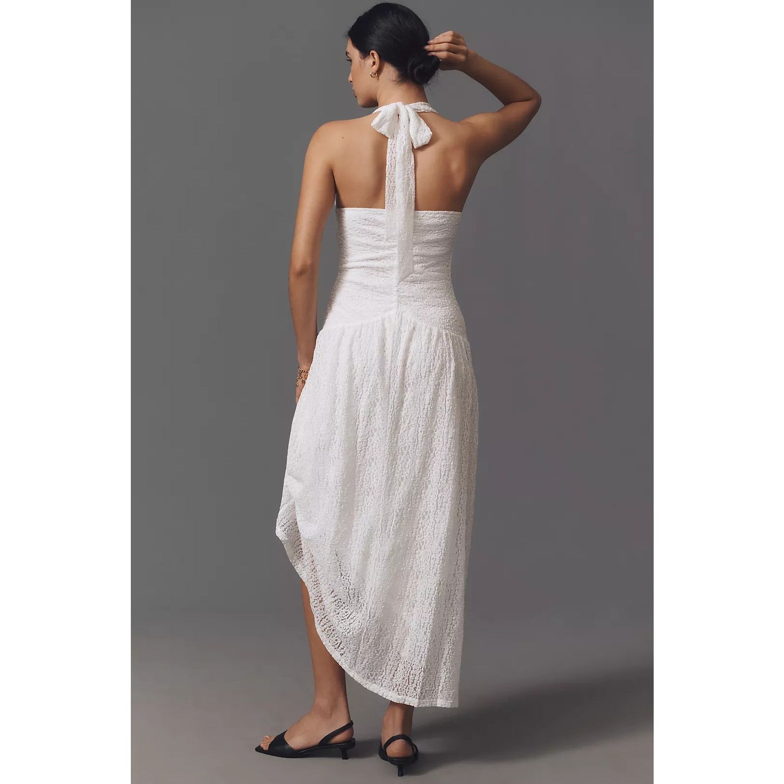 Anthropologie NWT Flat White Plunge Slim Maxi Dress $168 PLUS 1X White Size XXL / US 16-18 / IT 52-54 - 3 Thumbnail