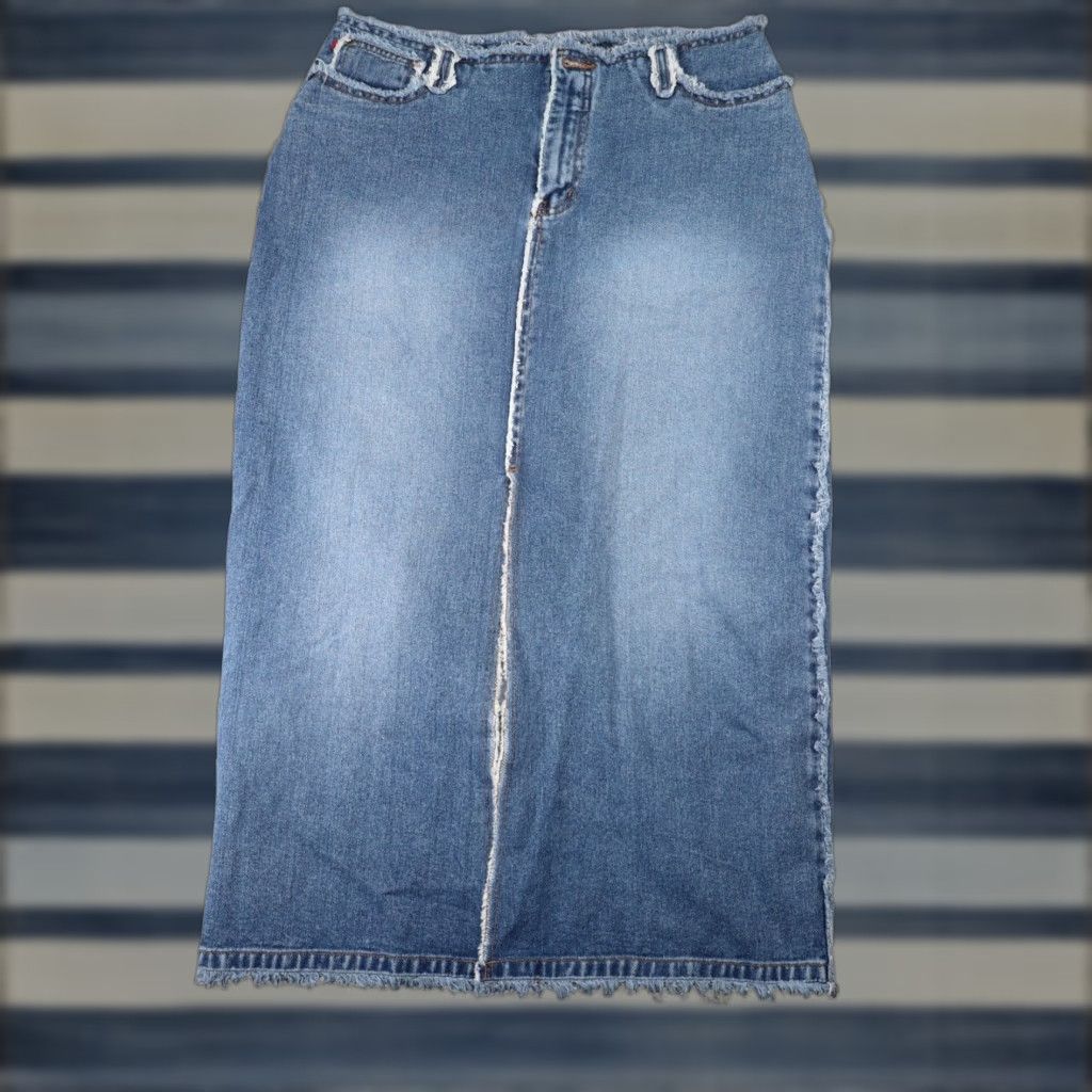 Denime VINTAGE Y2K Zana Di Denim Frayed Edge Maxi Skirt Blue Womens 11 Skirt Maxi Body Size 32" / US 10 / IT 46 - 1 Thumbnail