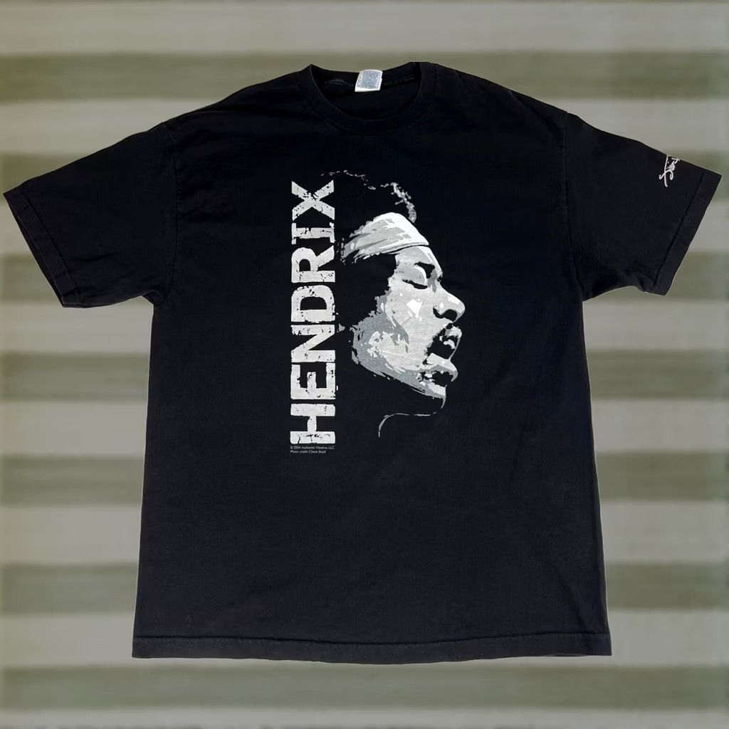 Vintage VINTAGE Jimi Hendrix T-Shirt XL Black Cotton Short Sleeve Crew Neck Mens 2004 Authentic Hendrix, LLC Graphic Print Shirt Size US XL / EU 56 / 4 - 1 Thumbnail