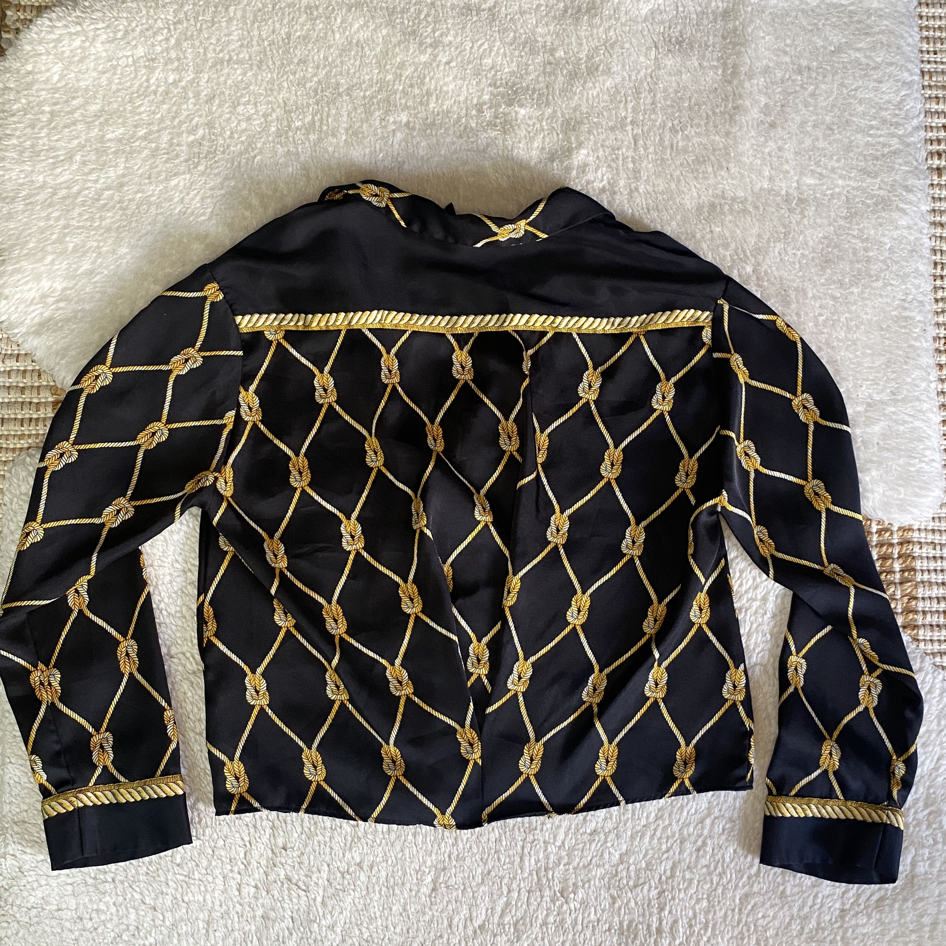 Zara ZARA TRF Collection Black Gold Chain Print Button Up Top Size S / US 4 / IT 40 - 5 Thumbnail