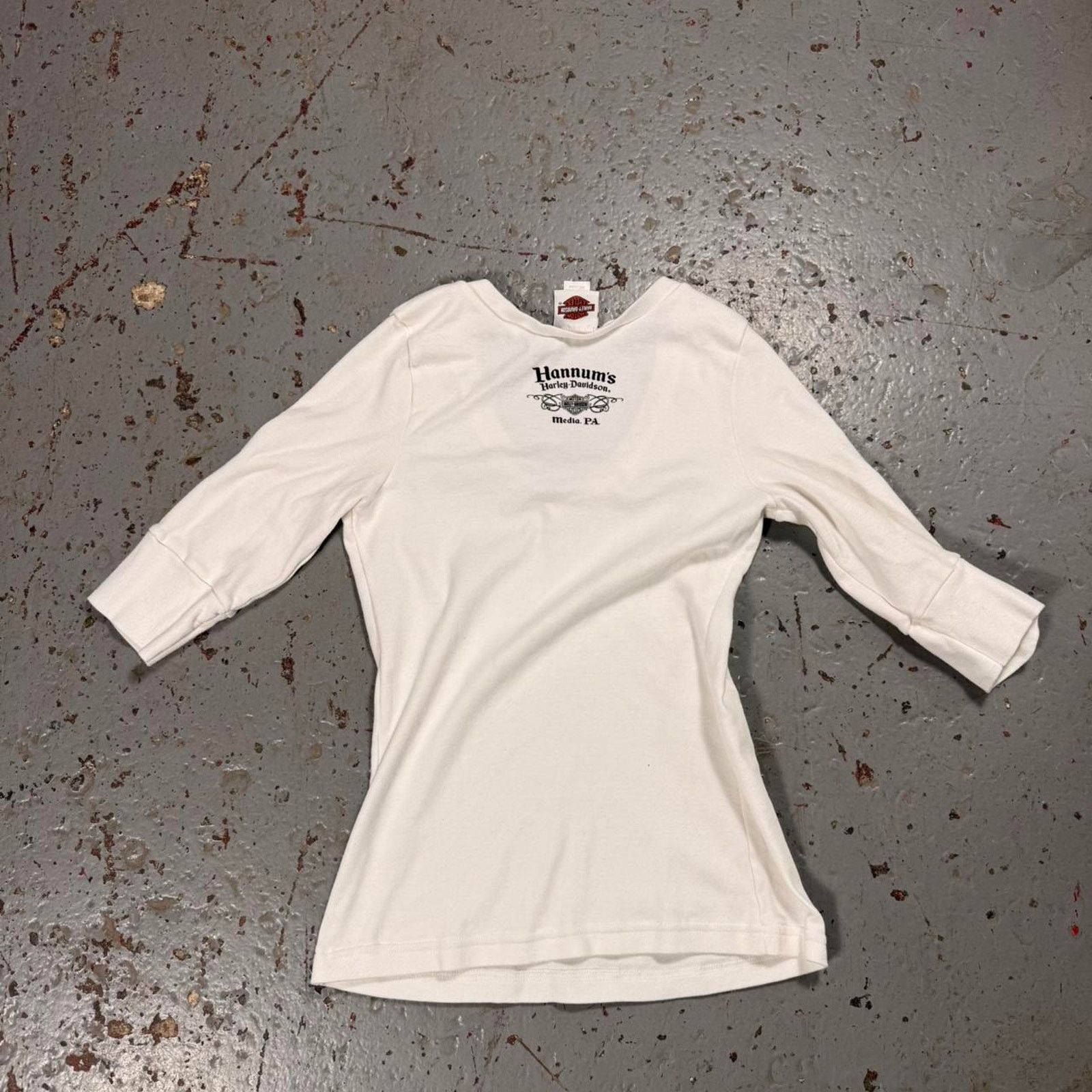 Harley Davidson y2k White Harley Davidson long sleeve shirt with rhinestones Size M / US 6-8 / IT 42-44 - 7 Thumbnail