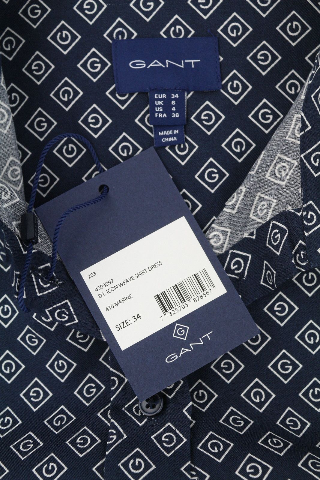 Gant ICON WEAVE SHIRT EU34 Marine Belted Dress 87730 Size XS / US 0-2 / IT 36-38 - 8 Thumbnail