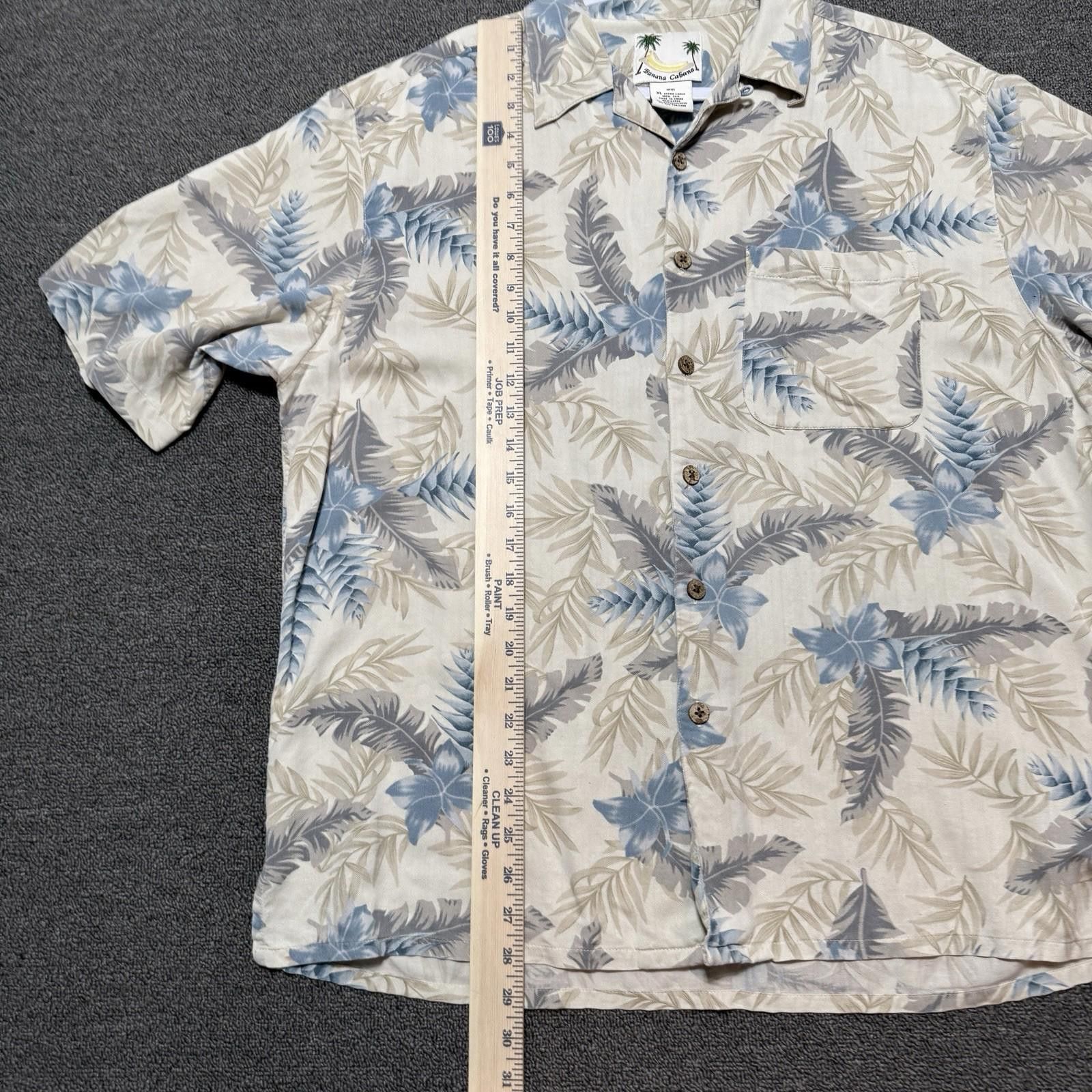 Other Banana Cabana Mens M Silk Hawaiian Shirt Tan Short Sleeve Size US XL / EU 56 / 4 - 6 Thumbnail