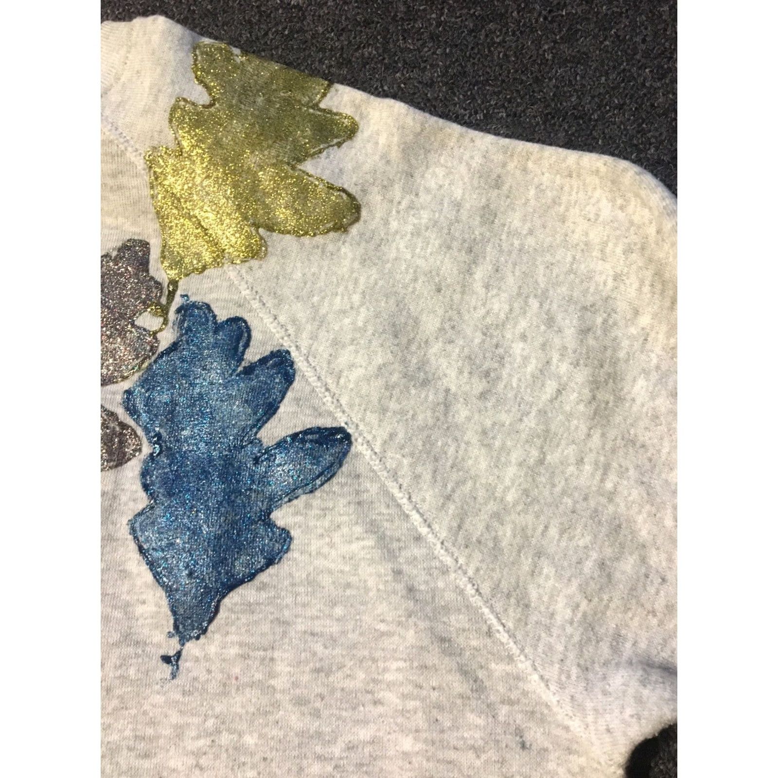Tultex VINTAGE 80s Glitter Flowers Sweatshirt XL Tultex Gray USA Made Size US XL / EU 56 / 4 - 3 Thumbnail