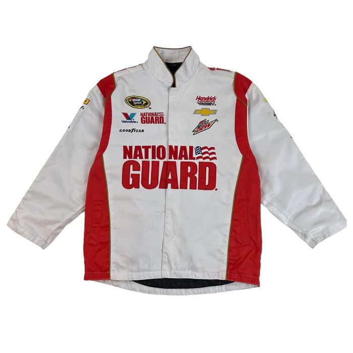 image of Vintage National Guard Racing Jacket in White/Red, Men's (Size Small)