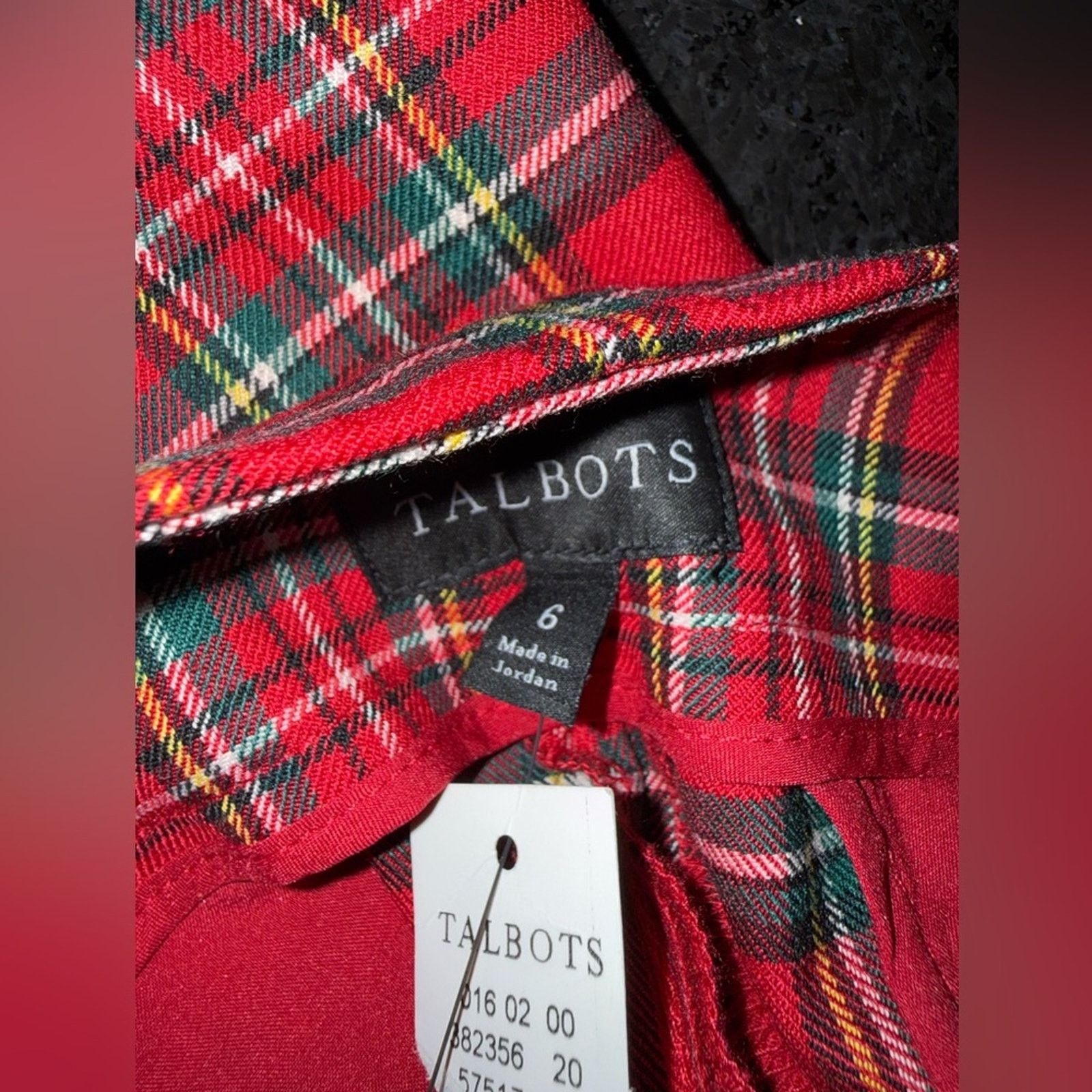 Talbots TALBOTS TAPERED ANKLE WOOL BLEND PANTS RED TARTAN PLAID SZ 6 Size 28" / US 6 / IT 42 - 6 Thumbnail