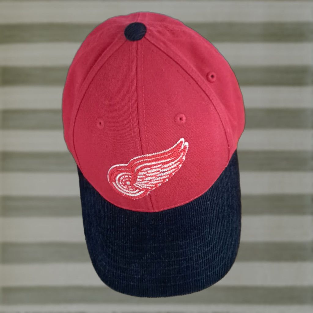 American Needle American Needle Detroit Red Wings Corduroy Brim&Leather Adjustable Hat Unisex Adults Hockey Embroidered Bob Probert Red&Black X-Fine Cap Size ONE SIZE - 1 Thumbnail