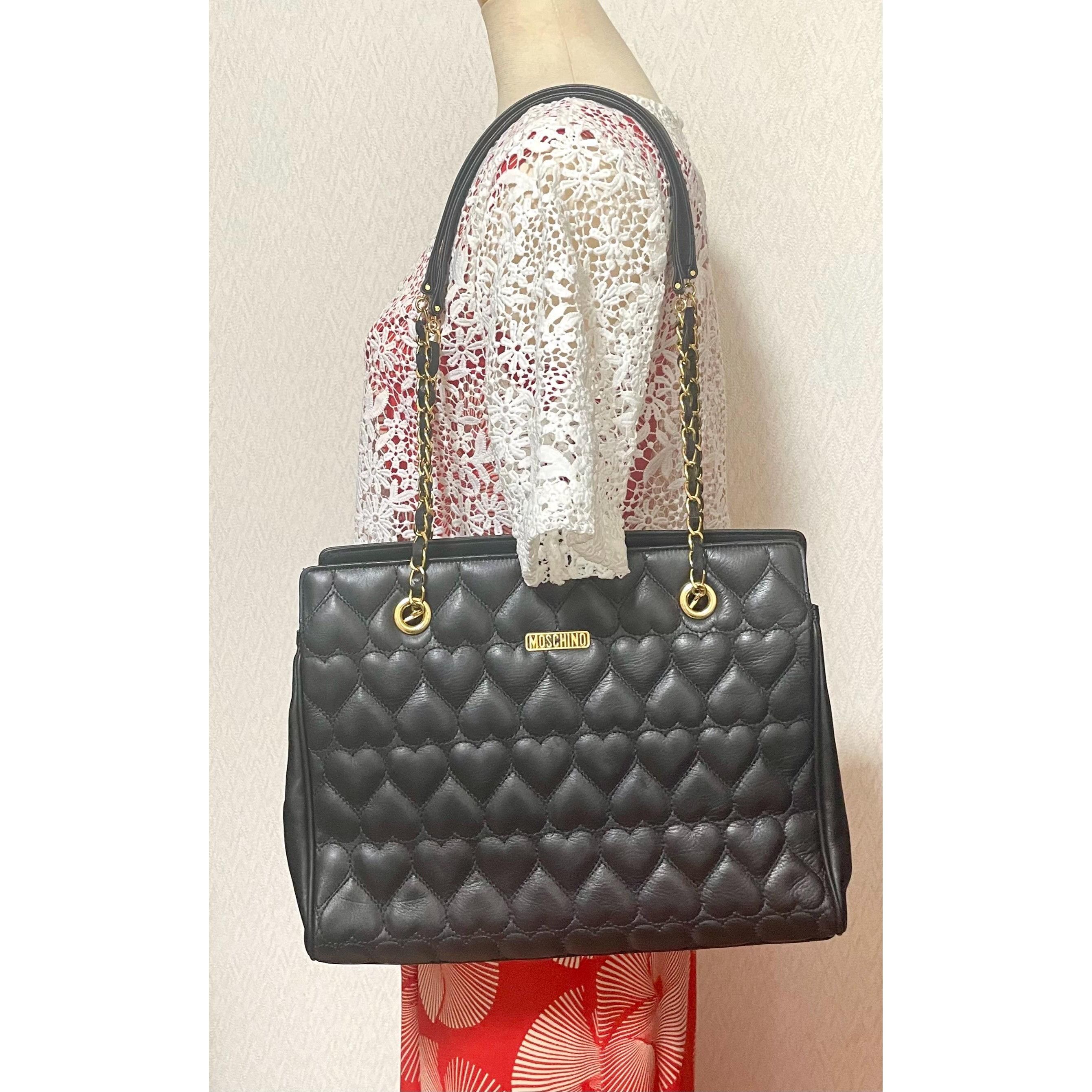 Moschino Vintage MOSCHINO black heart shape quilting tote bag Size ONE SIZE - 10 Thumbnail