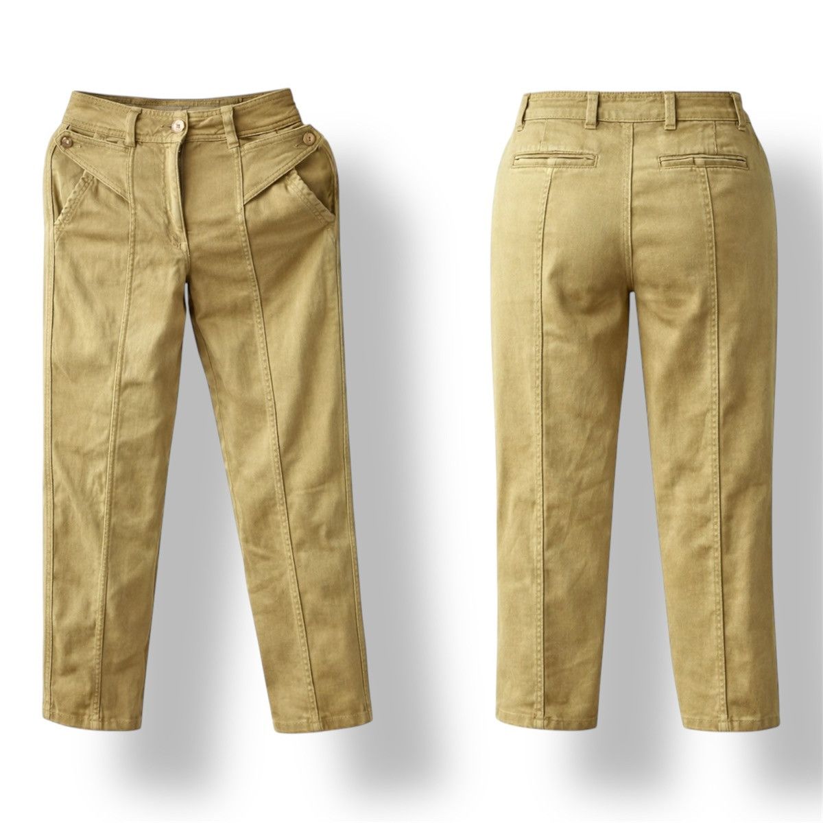 Sezane Sezane Paris Capri Women Khaki Classic Pants Size 43 Size 34" / US 12 / IT 48 - 2 Thumbnail