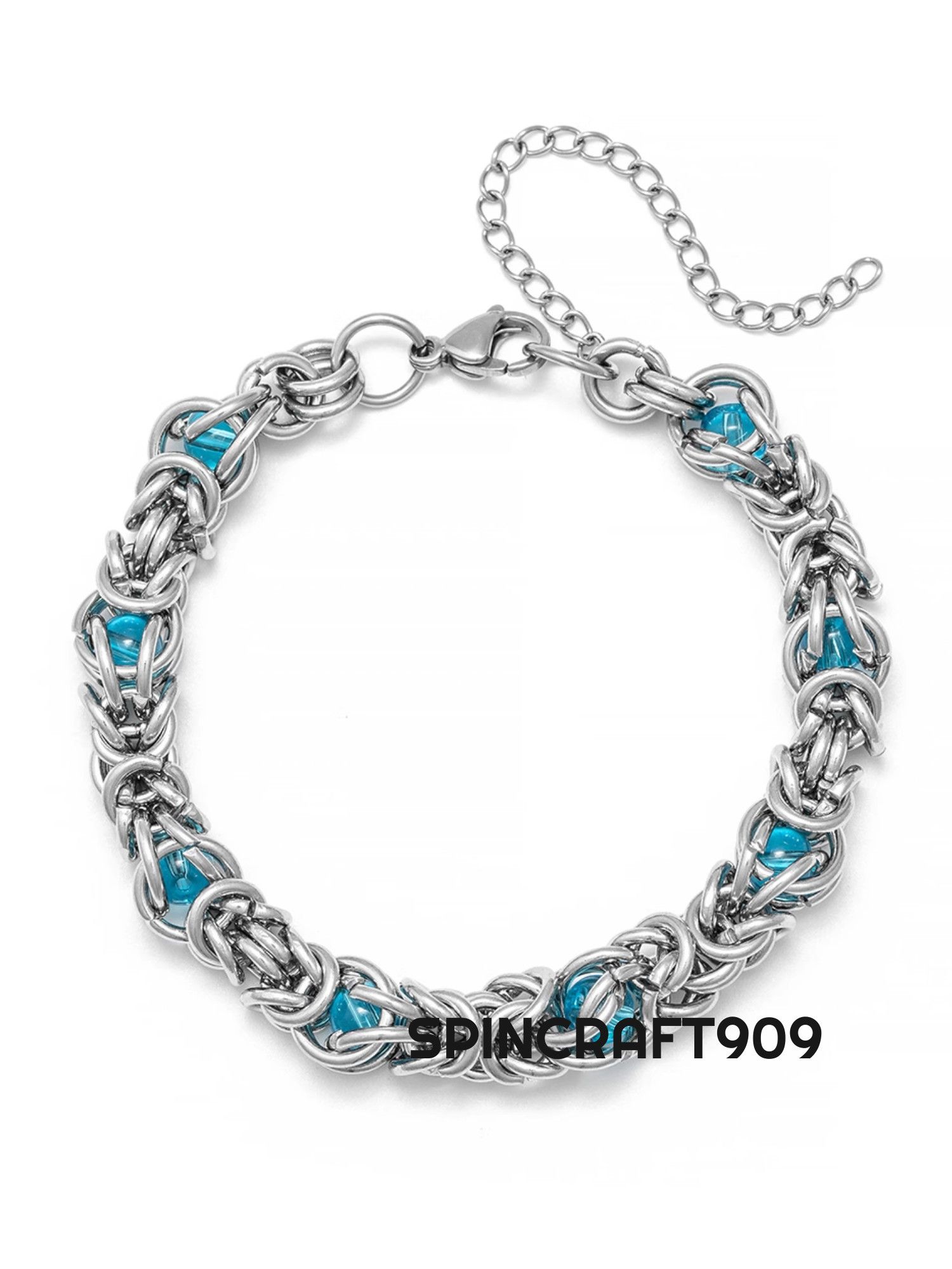 Jewelry Chunky Chain Link Blue Gemstone Bracelet Size ONE SIZE - 3 Thumbnail