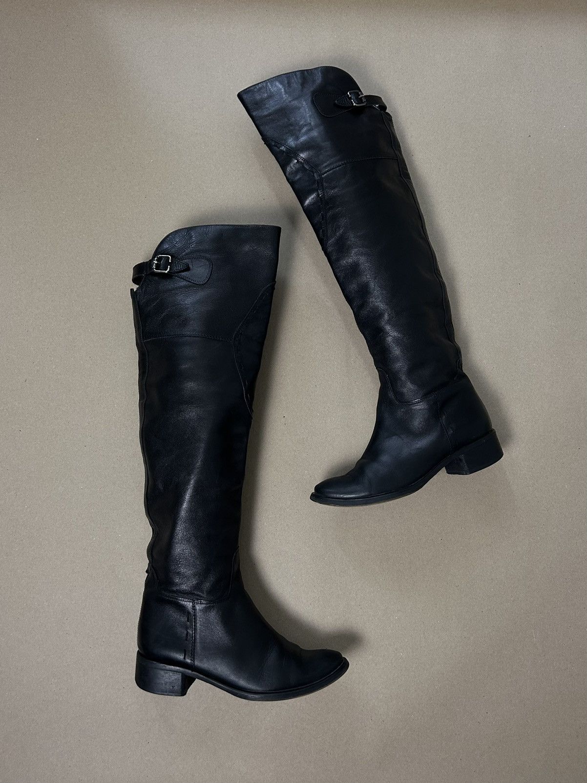 Vintage Vintage knee-high leather biker boots Size US 6 / IT 36 - 2 Thumbnail