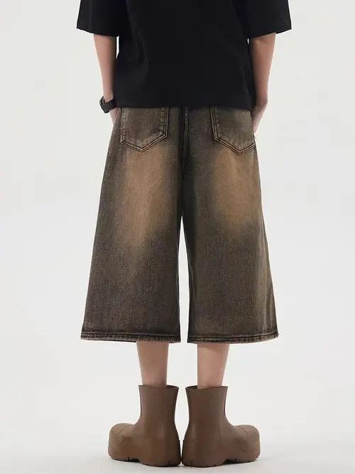 VIBE Vintage wide-leg wasteland style washed loose denim shorts Size US 31 - 5 Thumbnail