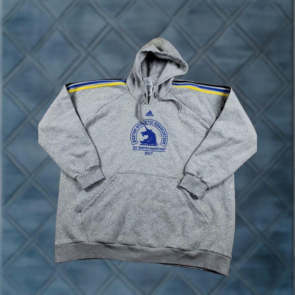 Adidas Adidas Boston Marathon 2017 Hoodie Mens 3XL Gray Long Sleeve Pullover Graphic Print 90s Cult Logo Crew Neck Sweatshirt Size US XXL / EU 58 / 5 - 1 Thumbnail