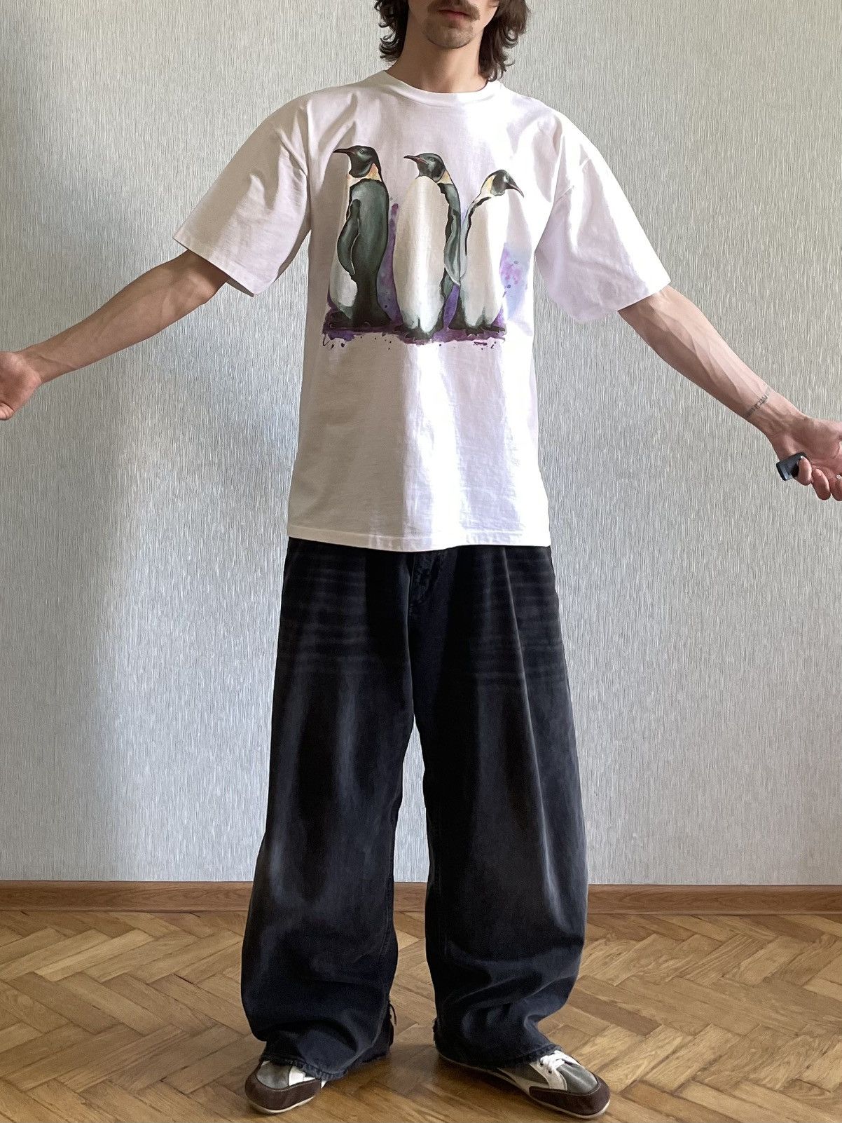 Vintage Harlequin: 1990 Single Stitched T-Shirt w/ Five Penguins Size US XL / EU 56 / 4 - 13 Thumbnail