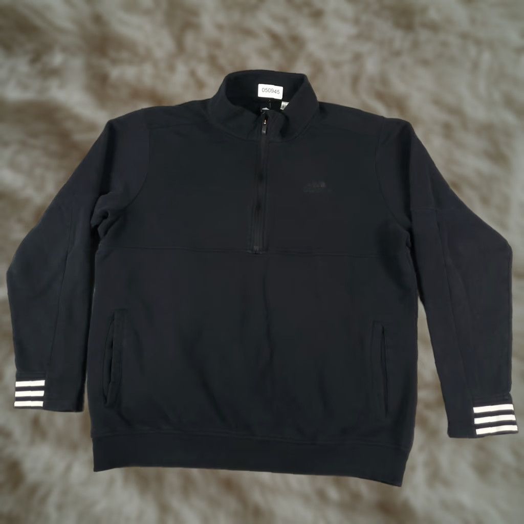 Adidas Adidas Sweater Mens XL Black 1/4 Zip Pullover Knit Mock Neck Long Sleeve Sports Casual Business Workwear Modern Classic Mens Size US XL / EU 56 / 4 - 1 Thumbnail