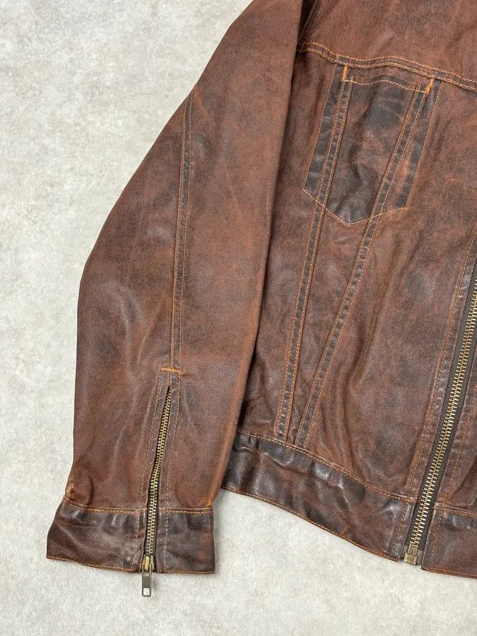 Levi's Levis Brown Waxed Biker Denim Jacket Size US M / EU 48-50 / 2 - 8 Thumbnail