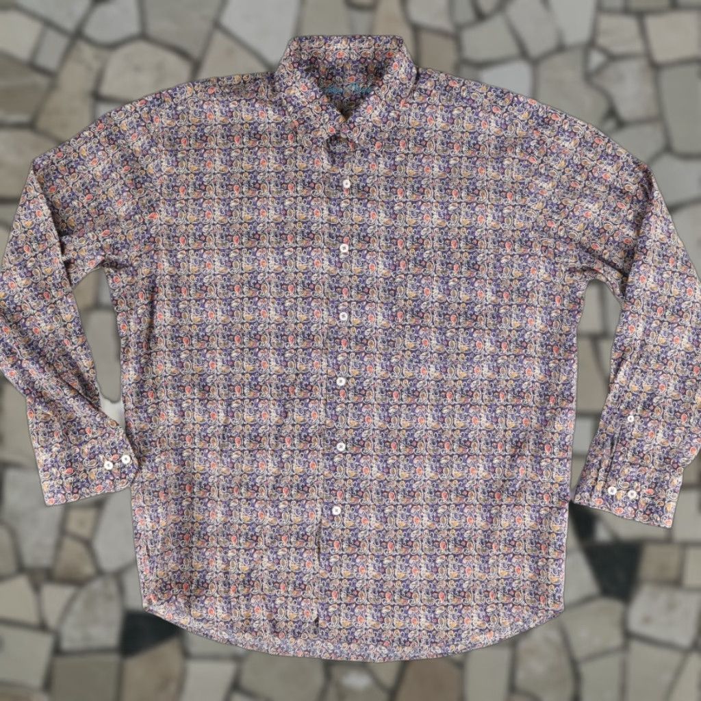 Vintage Alan Flusser Cotton Paisley Long Sleeve Button Up Shirt Men’s XL Size US XL / EU 56 / 4 - 1 Thumbnail